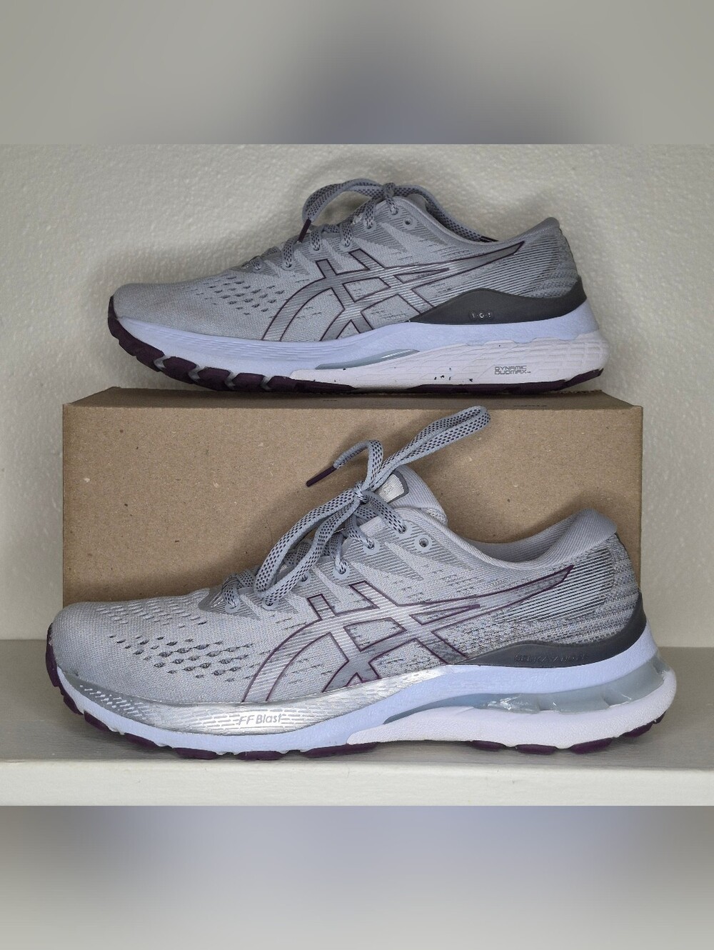 ASICS Women's Running Shoes in Light Gray with Plum Accents